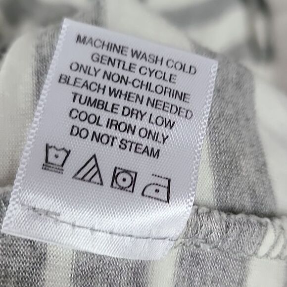 Love on a Hanger M/L Grey Striped Maxi Top Long Side Slit Tunic Casual Tee Shirt - Picture 9 of 12